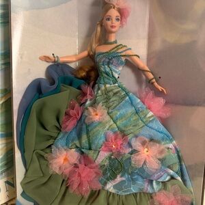 Claude Monet Mattel Barbie Doll in Blue and Green and Pink.
